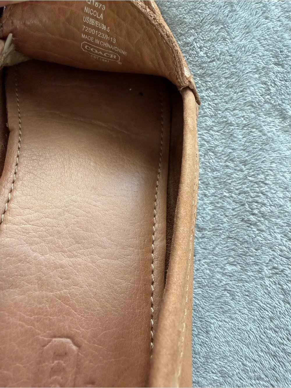Coach Tan Leather Penny Driver Loafers